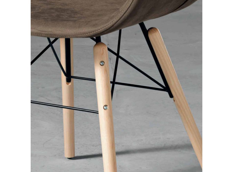 Chaise design en bois et tissu made in Italy Ornica Viadurini