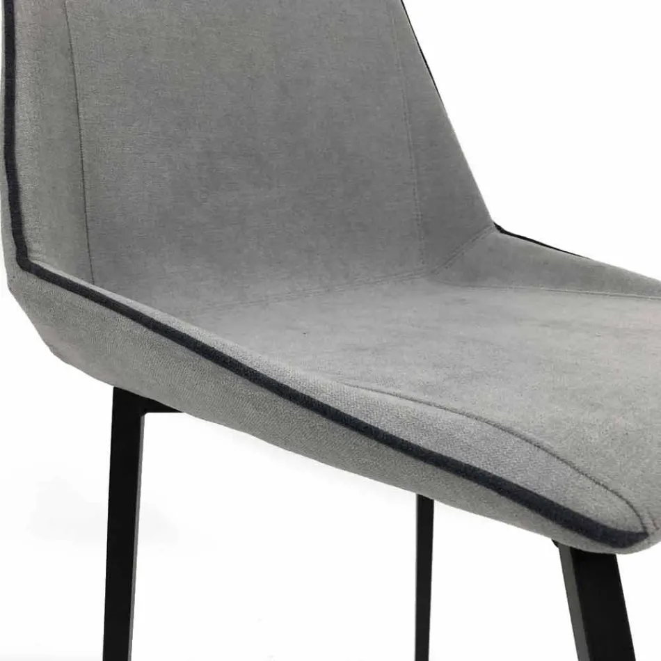 Chaise design en tissu avec pieds carrés fabriqué en Italie, 4 pièces - Oriella Viadurini