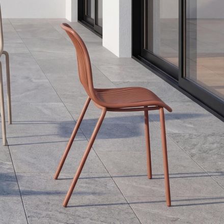Chagall - Chaise design d'intérieur et d'extérieur en polypropylène et métal Viadurini