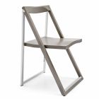 Chaise design pliante en aluminium et bois de hêtre Made in Italy - Skip Viadurini