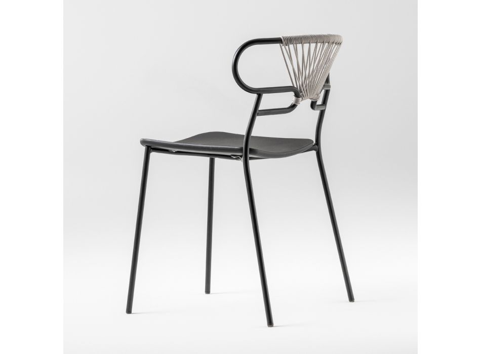 Chaise empilable de luxe en métal et polyuréthane Made in Italy 2 pièces - Trosa Viadurini