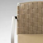 Chaise de luxe en hêtre laqué beige et cuir tressé Made in Italy - Nora Viadurini
