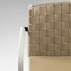 Chaise de luxe en hêtre laqué beige et cuir tressé fabriquée en Italie - Nora Viadurini
