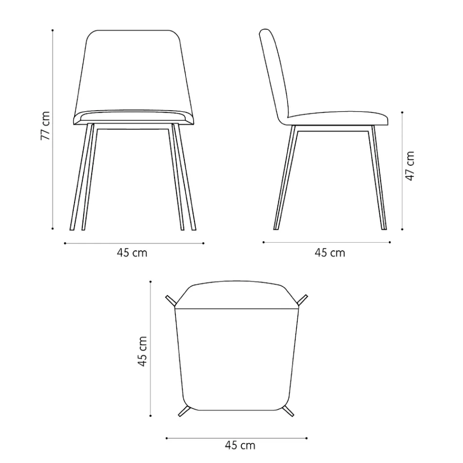 Chaise de luxe en cuir avec pieds en métal fabriquée en Italie, 2 pièces - Molde Viadurini