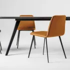 Chaise de luxe en cuir avec pieds en métal fabriquée en Italie, 2 pièces - Molde Viadurini