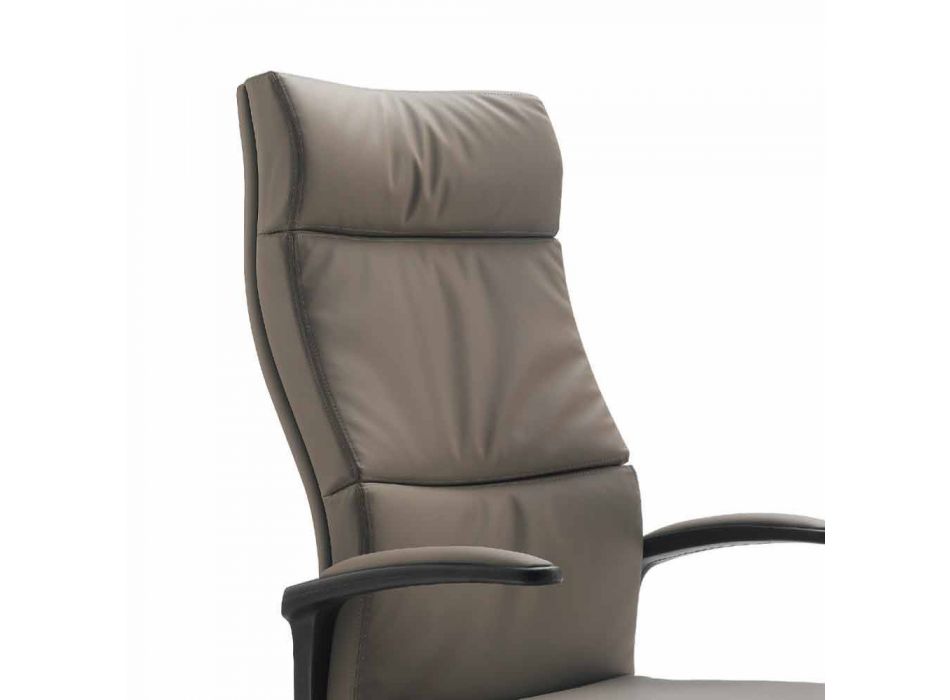 Chaise moderne Edda exécutif en cuir, fabriqué en Italie Viadurini