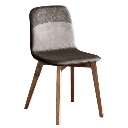 Chaise élégante de design moderne en velours coloré et bois - Bizet Viadurini
