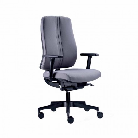 Chaise de bureau ergonomique moderne pivotante en tissu ignifuge noir - Menaleo Viadurini