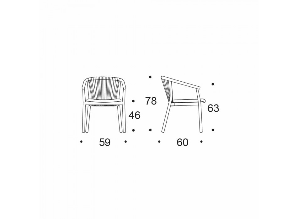 Chaise d'extérieur avec accoudoirs empilable rembourrée H 78cm - Smart by Varaschin Viadurini