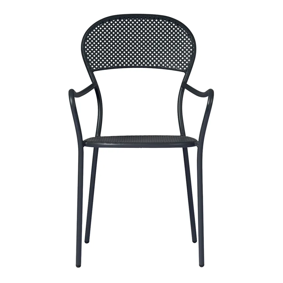 Chaise de jardin empilable avec structure en fer couleur anthracite - Nadege Viadurini