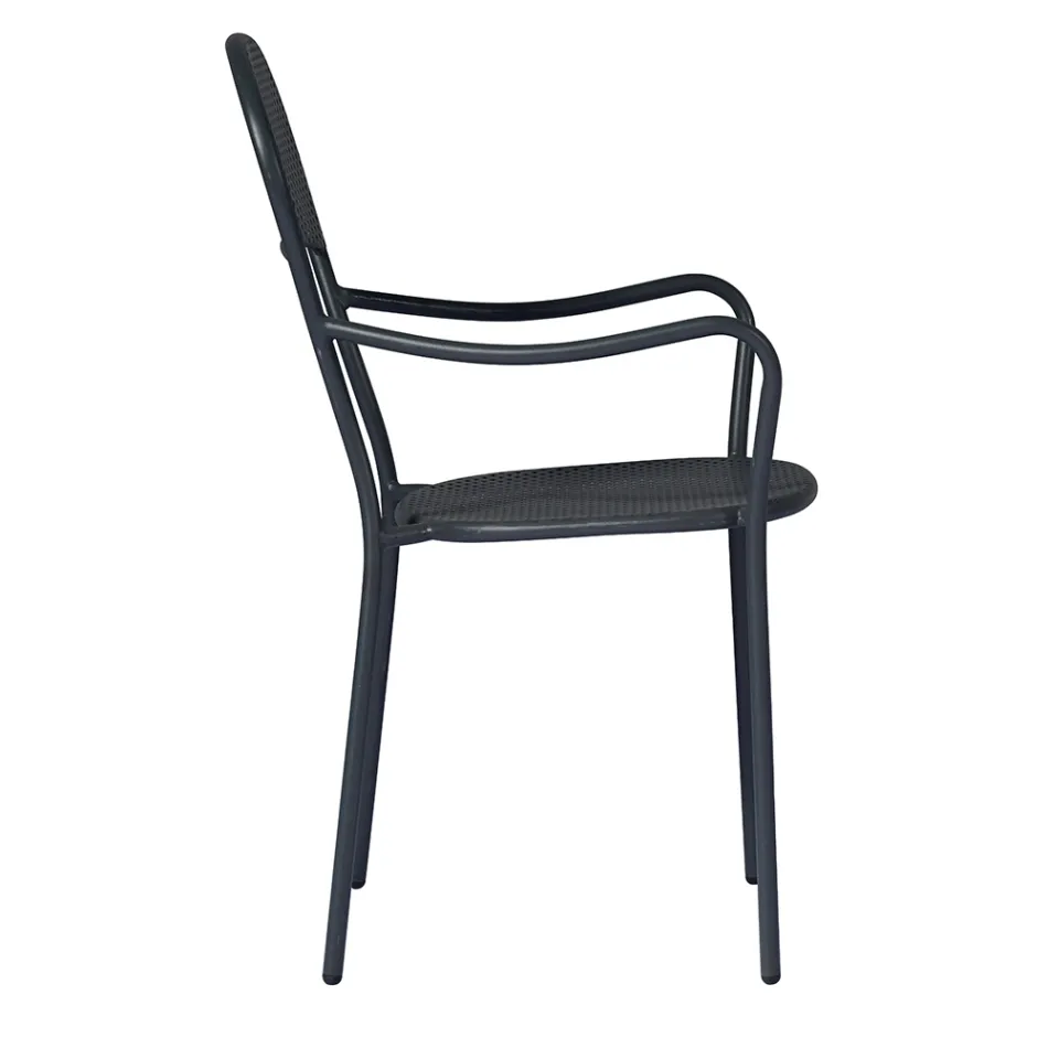 Chaise de jardin empilable avec structure en fer couleur anthracite - Nadege Viadurini
