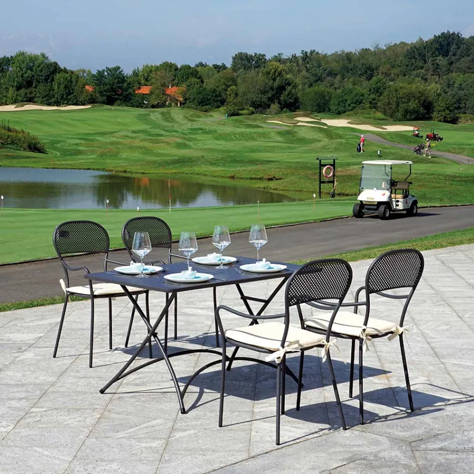 Chaise de jardin empilable avec structure en fer couleur anthracite - Nadege Viadurini