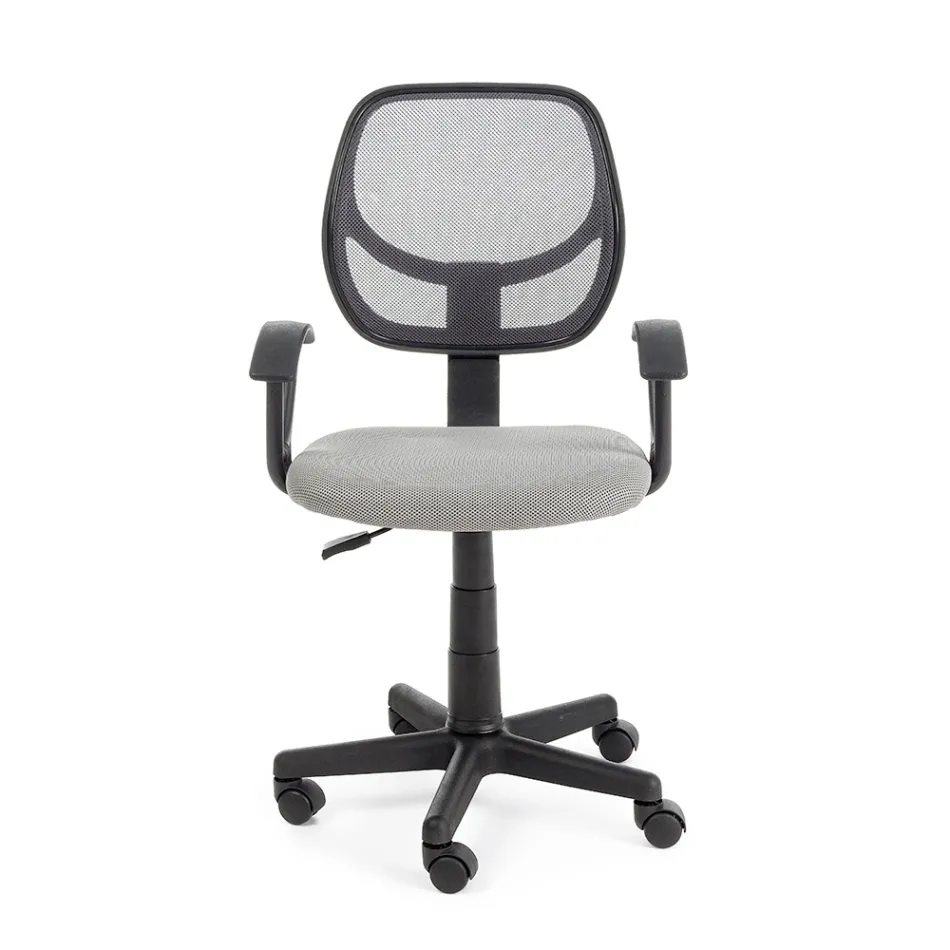 Chaise de bureau pivotante en nylon et tissu maillé en 3 couleurs - Rasha Viadurini