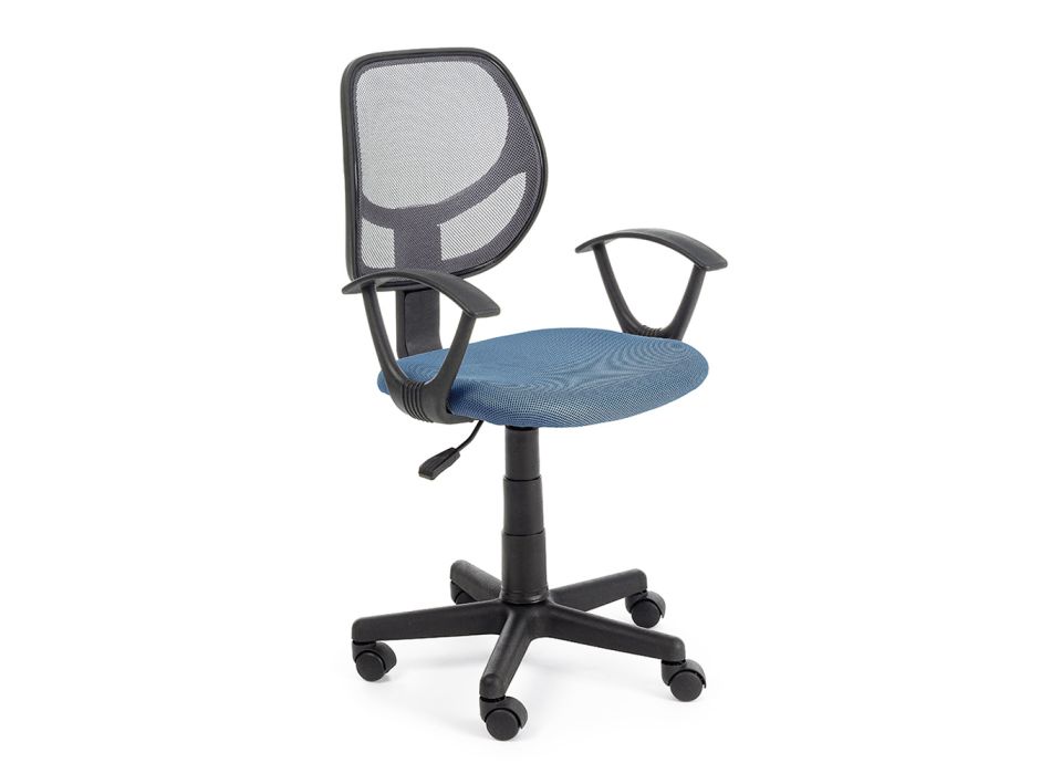 Chaise de bureau pivotante en nylon et tissu maillé en 3 couleurs - Rasha Viadurini