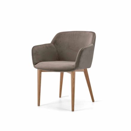 Chaise rembourrée base en frêne et assise en tissu ou cuir – Bardella Viadurini