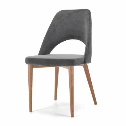 Chaise rembourrée avec base en bois de frêne fabriquée en Italie - Lorenza Viadurini