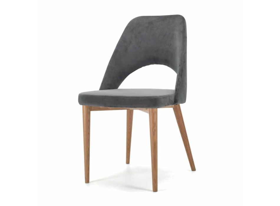 Chaise rembourrée avec base en bois de frêne Made in Italy - Lorenza Viadurini