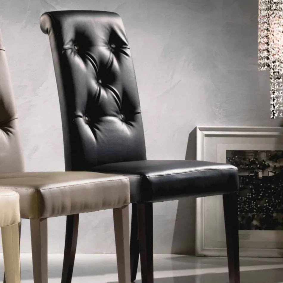 Chaise Design Rembourrée, avec Traitement Capitonné - Diana Viadurini