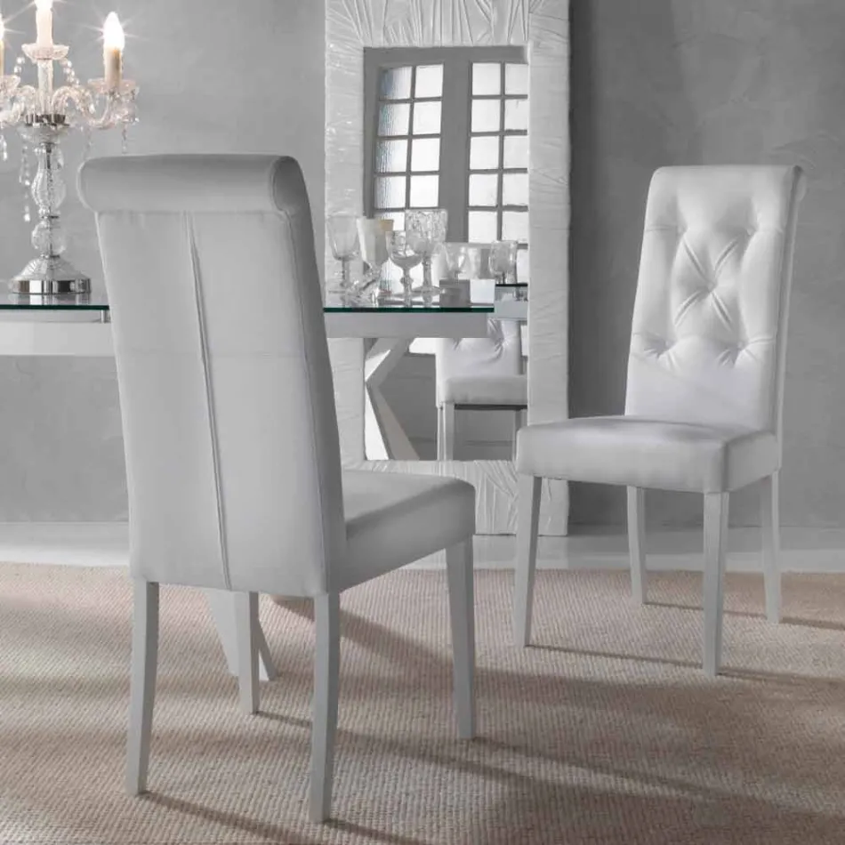 Chaise Design Rembourrée, avec Traitement Capitonné - Diana Viadurini