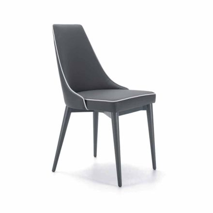 Chaise en acier rembourrée et siège en simili cuir avec bord blanc – Nirvana Viadurini