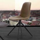 Chaise rembourrée en éco nubuck et métal, design moderne, Taranto Viadurini
