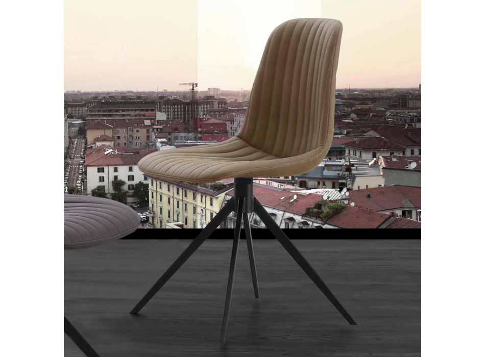Chaise rembourrée en éco nubuck et métal, design moderne, Taranto Viadurini
