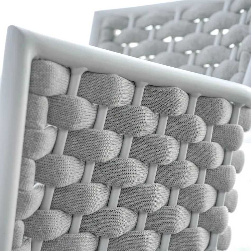 Chaise empilable avec accoudoirs et dossier en corde rembourrés - Gardenia Viadurini