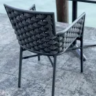 Chaise empilable avec accoudoirs et dossier en corde rembourrés - Gardenia Viadurini