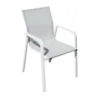 Chaise empilable en aluminium avec accoudoirs en textilène blanc ou gris - Greenstyle Viadurini