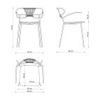 Chaise empilable avec structure en métal et corde Made in Italy, 2 pièces - Trosa Viadurini