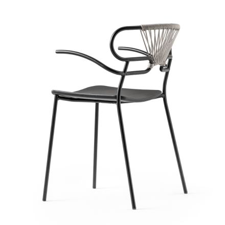 Chaise empilable avec structure en métal et corde fabriquée en Italie, 2 pièces - Trosa Viadurini