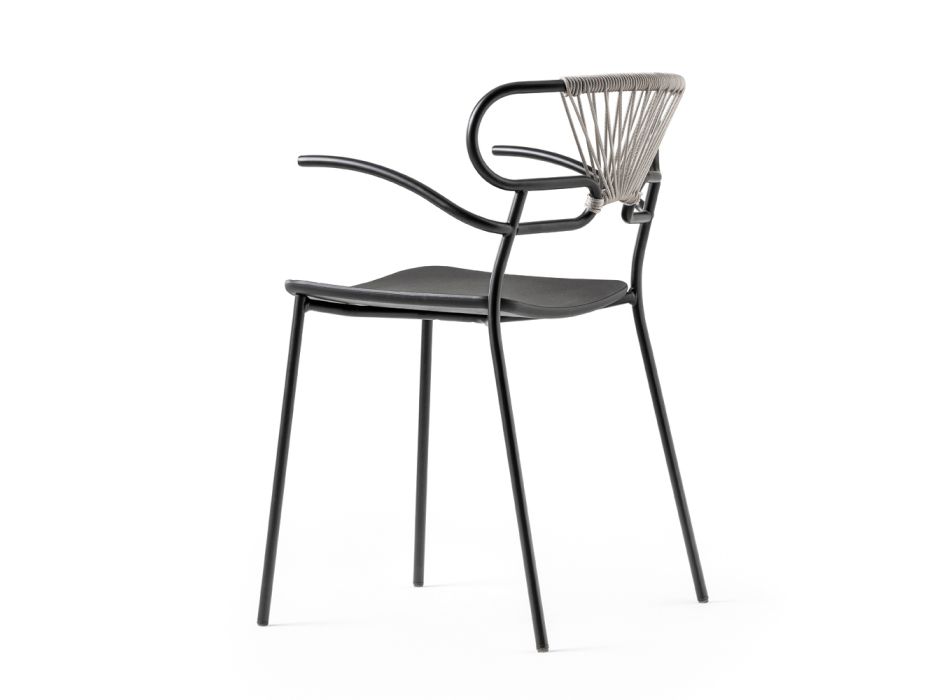 Chaise empilable avec structure en métal et corde Made in Italy, 2 pièces - Trosa Viadurini