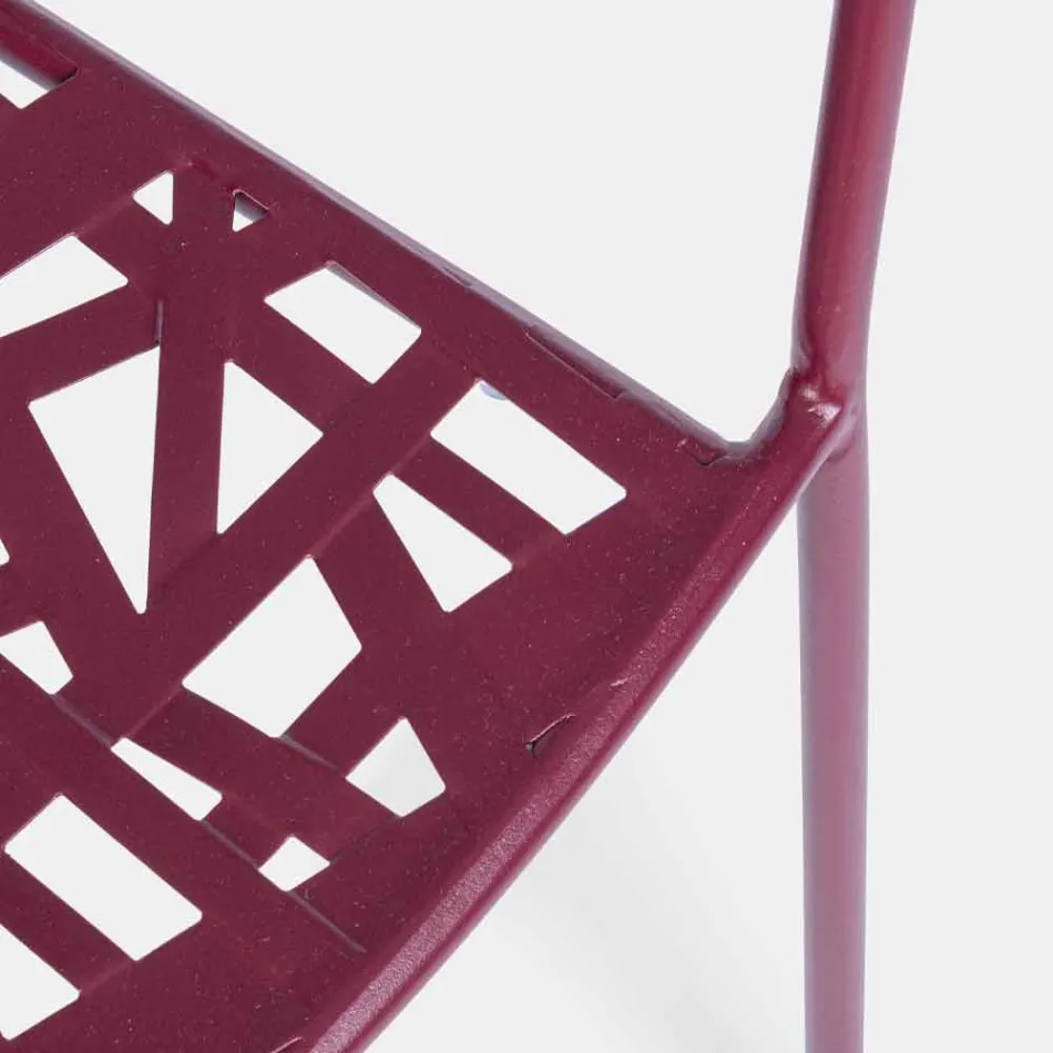 Chaise d'extérieur empilable en acier au fini mat, 4 pièces - Ralia Viadurini