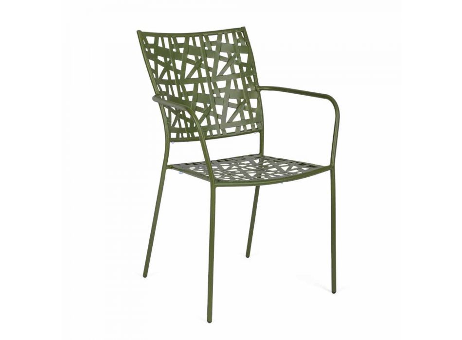 Chaise d'extérieur empilable en acier au fini mat, 4 pièces - Ralia Viadurini