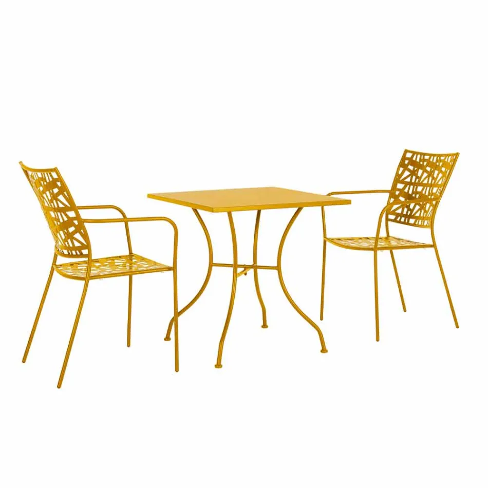 Chaise d'extérieur empilable en acier au fini mat, 4 pièces - Ralia Viadurini