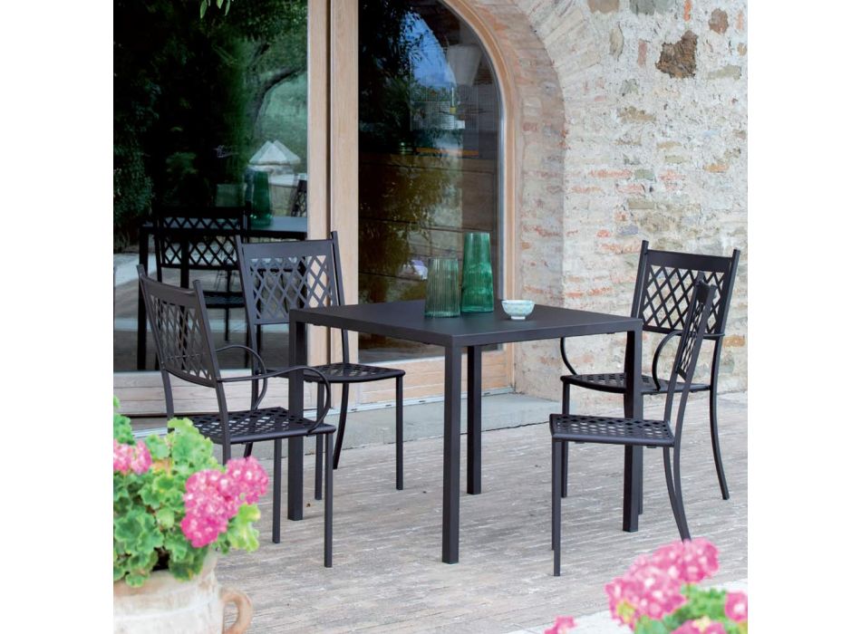 Chaise d'extérieur empilable en acier galvanisé Made in Italy 4 pièces - Celia Viadurini