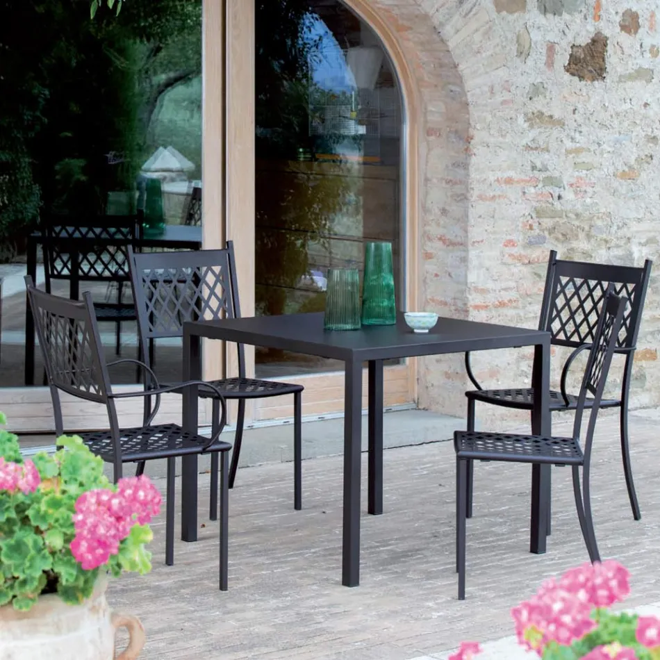 Chaise d'extérieur empilable en acier galvanisé Made in Italy 4 pièces - Celia Viadurini