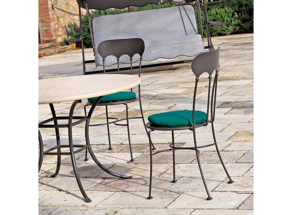 Chaise d'extérieur empilable en fer avec coussin Made in Italy 2 pièces - Allegra Viadurini