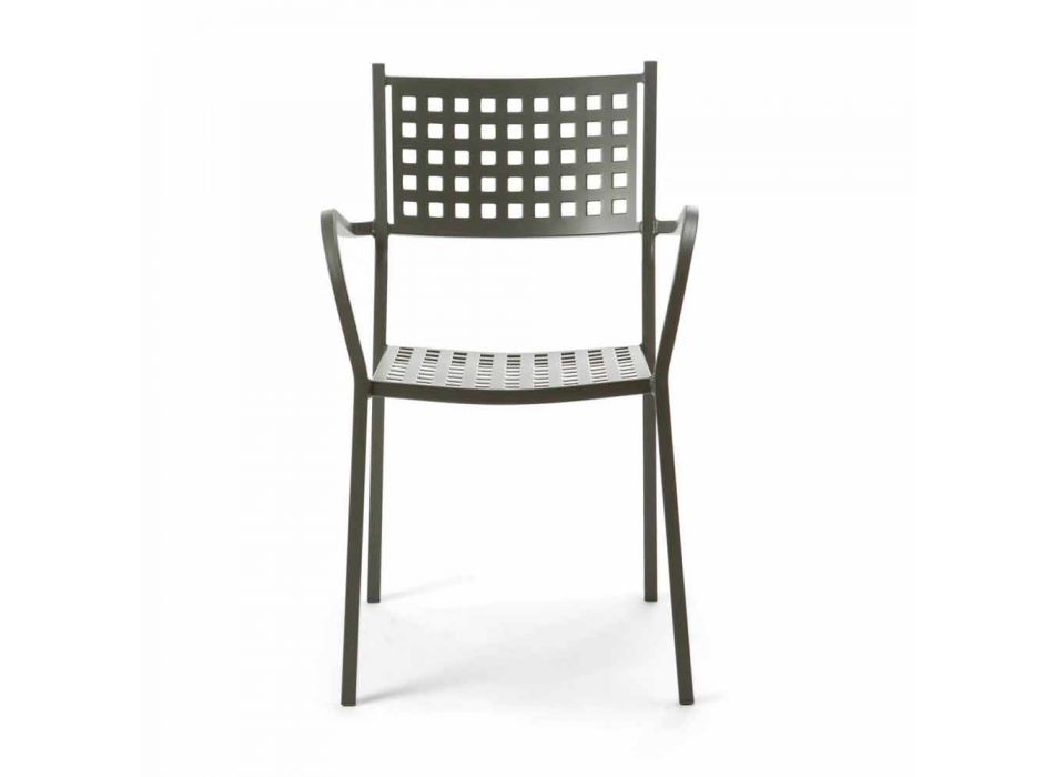 Chaise d'extérieur empilable en métal peint fabriqué en Italie, 8 pièces - Lina Viadurini
