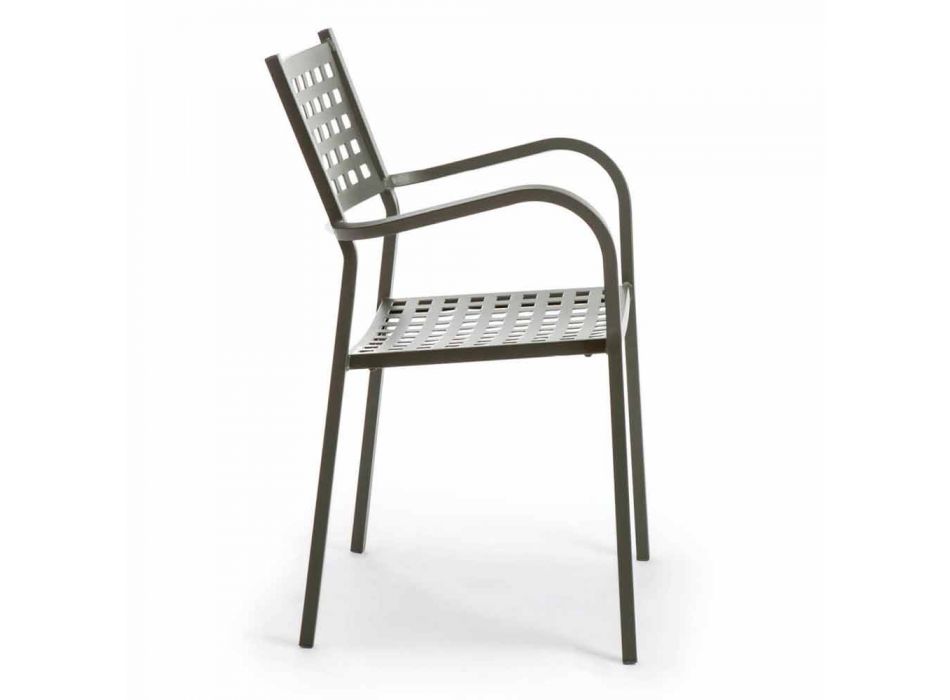 Chaise d'extérieur empilable en métal peint fabriqué en Italie, 8 pièces - Lina Viadurini