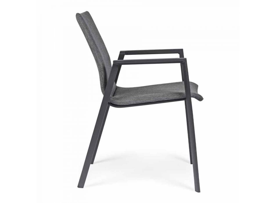 Chaise d'extérieur empilable en tissu et aluminium peint, 4 pièces - Assia Viadurini