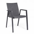 Chaise d'extérieur empilable en tissu et aluminium peint, 4 pièces - Assia
