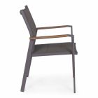 Chaise d'extérieur empilable en textilène et aluminium anthracite, 6 pièces - Urbain Viadurini