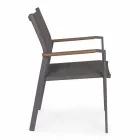 Chaise d'extérieur empilable en textilène et aluminium anthracite, 6 pièces - Urbain Viadurini