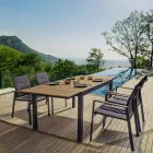 Chaise d'extérieur empilable en textilène et aluminium anthracite, 6 pièces - Urbain Viadurini