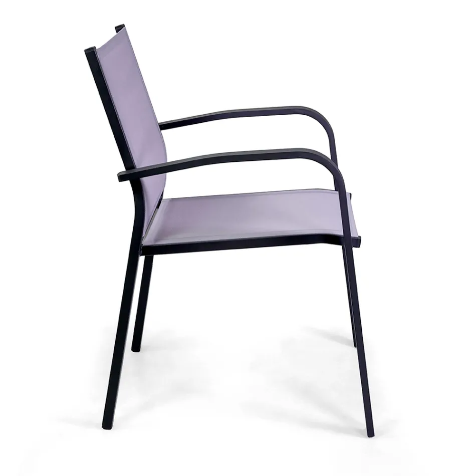 Chaise d'extérieur empilable en textilène et structure en aluminium - Pennarello Viadurini