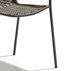 Chaise de jardin empilable avec accoudoirs et corde en métal, 4 pièces - Cabaret Viadurini