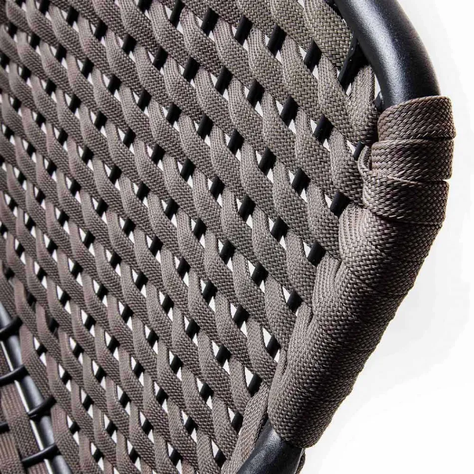 Chaise de jardin empilable avec accoudoirs et corde en métal, 4 pièces - Cabaret Viadurini