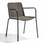 Chaise de jardin empilable avec accoudoirs et corde en métal, 4 pièces - Cabaret Viadurini