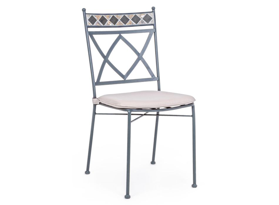Chaise de jardin empilable en acier avec ou sans accoudoirs - Letizia Viadurini